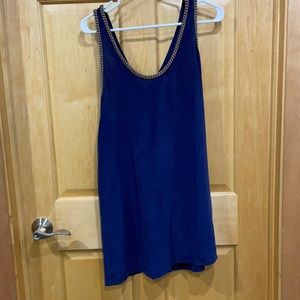 Joie dark blue leather metal like trim sz S dress new never worn